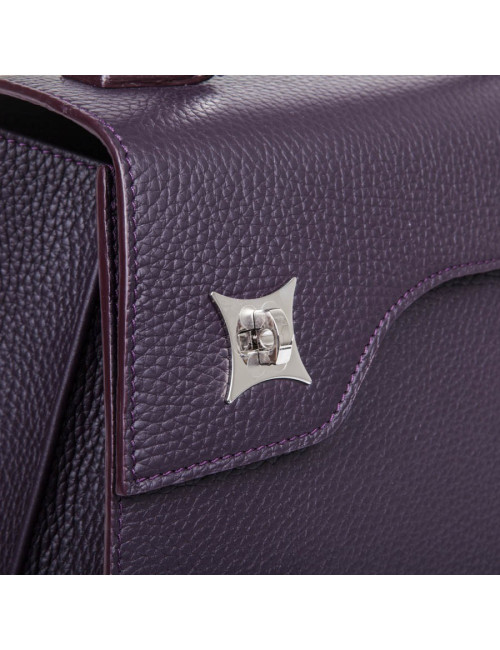 Sac 'Amandine' GRATIANNE BASCANS en cuir grainé raisin