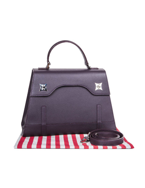 Sac 'Amandine' GRATIANNE BASCANS en cuir grainé raisin