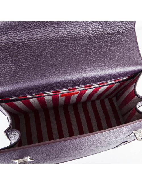 Sac 'Amandine' GRATIANNE BASCANS en cuir grainé raisin