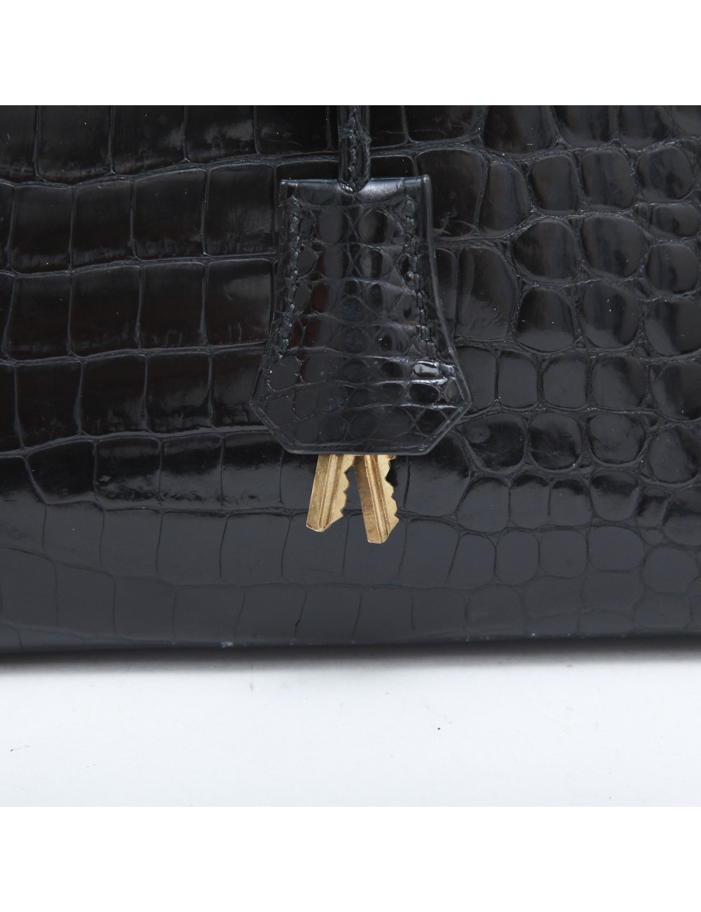 Sac Kelly 35 HERMES en crocodile porosus noir  Vintage
