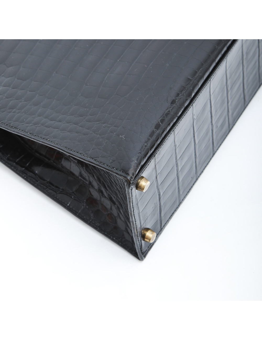 Sac Kelly 35 HERMES en crocodile porosus noir  Vintage