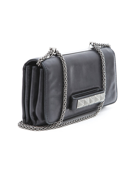 Pochette VALENTINO en cuir noir