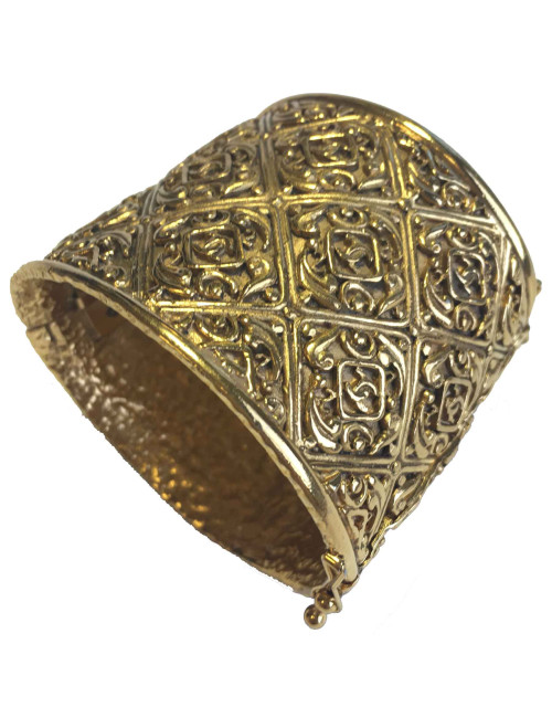 Manchette CHANEL vintage métal doré