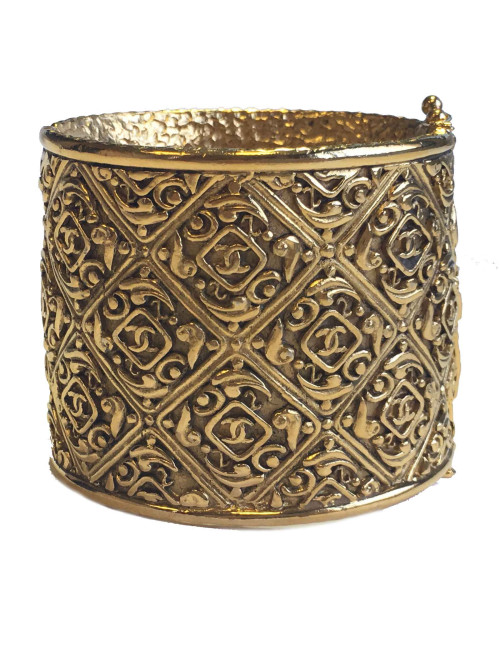 Manchette CHANEL vintage métal doré