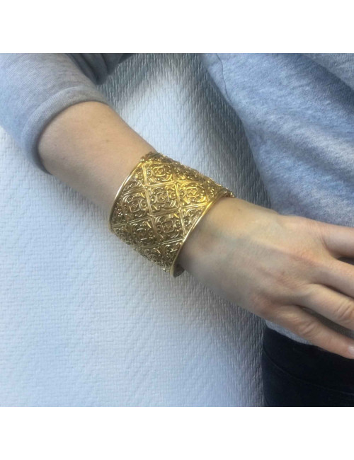 Manchette CHANEL vintage métal doré