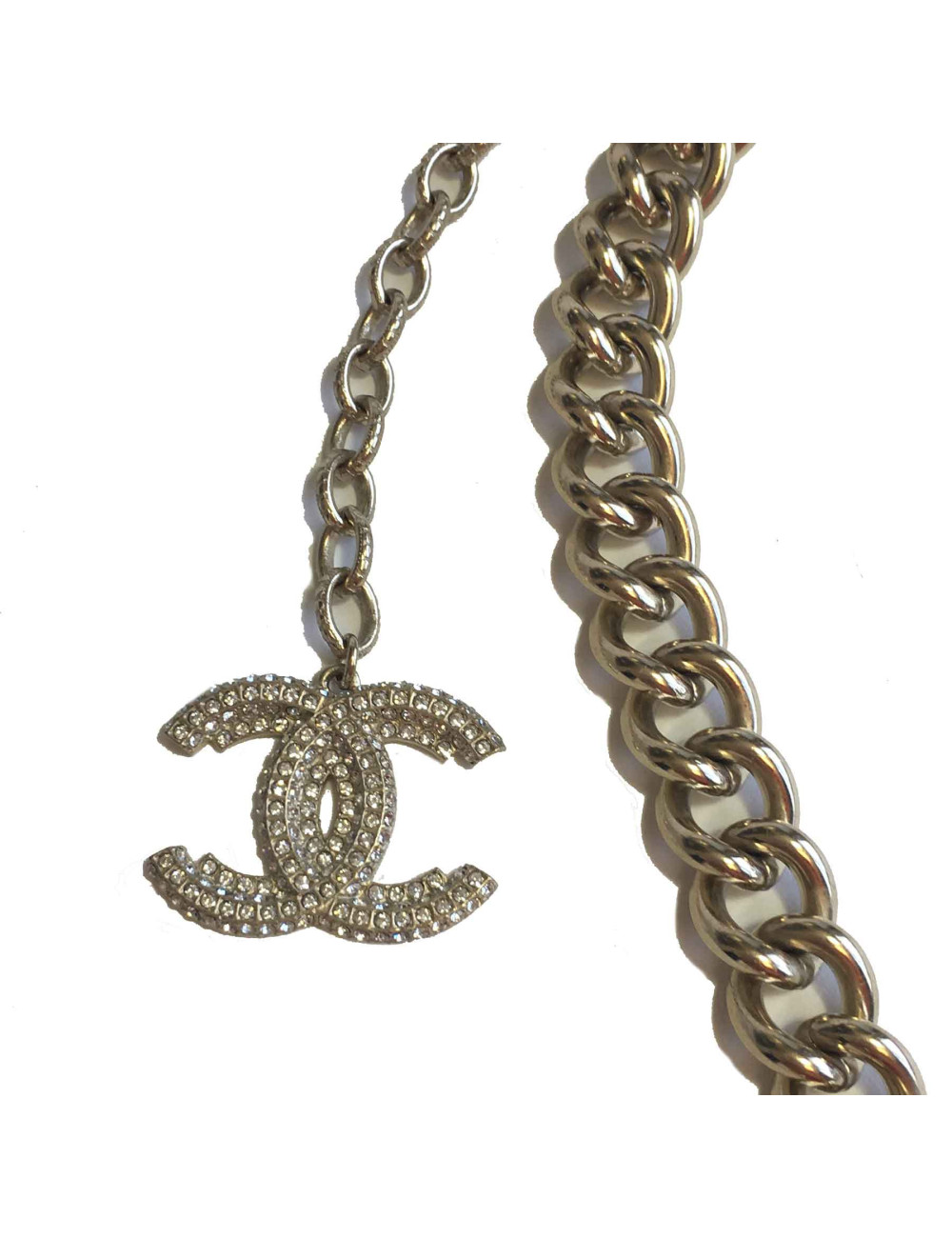 Ceinture revolver CHANEL en métal doré, strass et pâte de verre