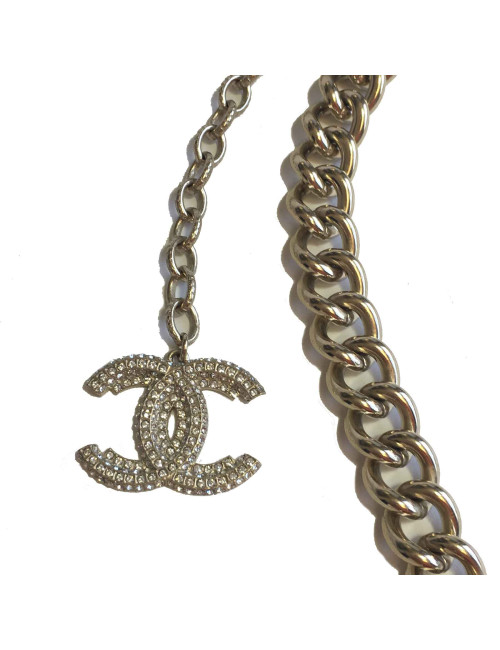 Ceinture revolver CHANEL en métal doré, strass et pâte de verre