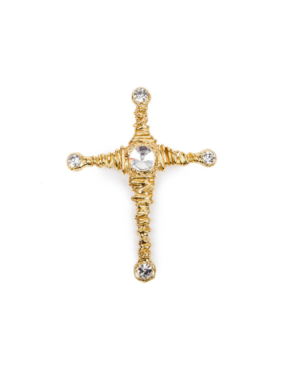 Broche CHRISTIAN LACROIX en métal doré et strass