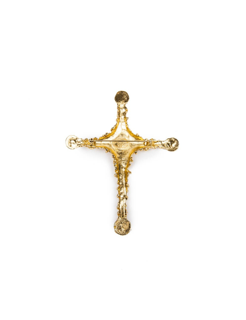 Broche CHRISTIAN LACROIX en métal doré et strass