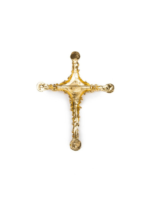 Broche CHRISTIAN LACROIX en métal doré et strass