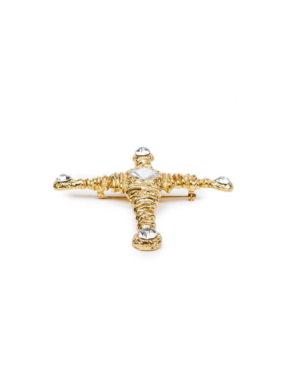Broche CHRISTIAN LACROIX en métal doré et strass