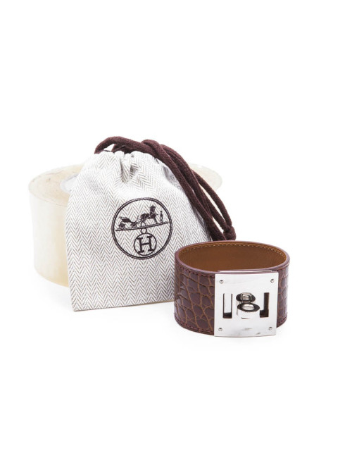 Manchette HERMES crocodile marron