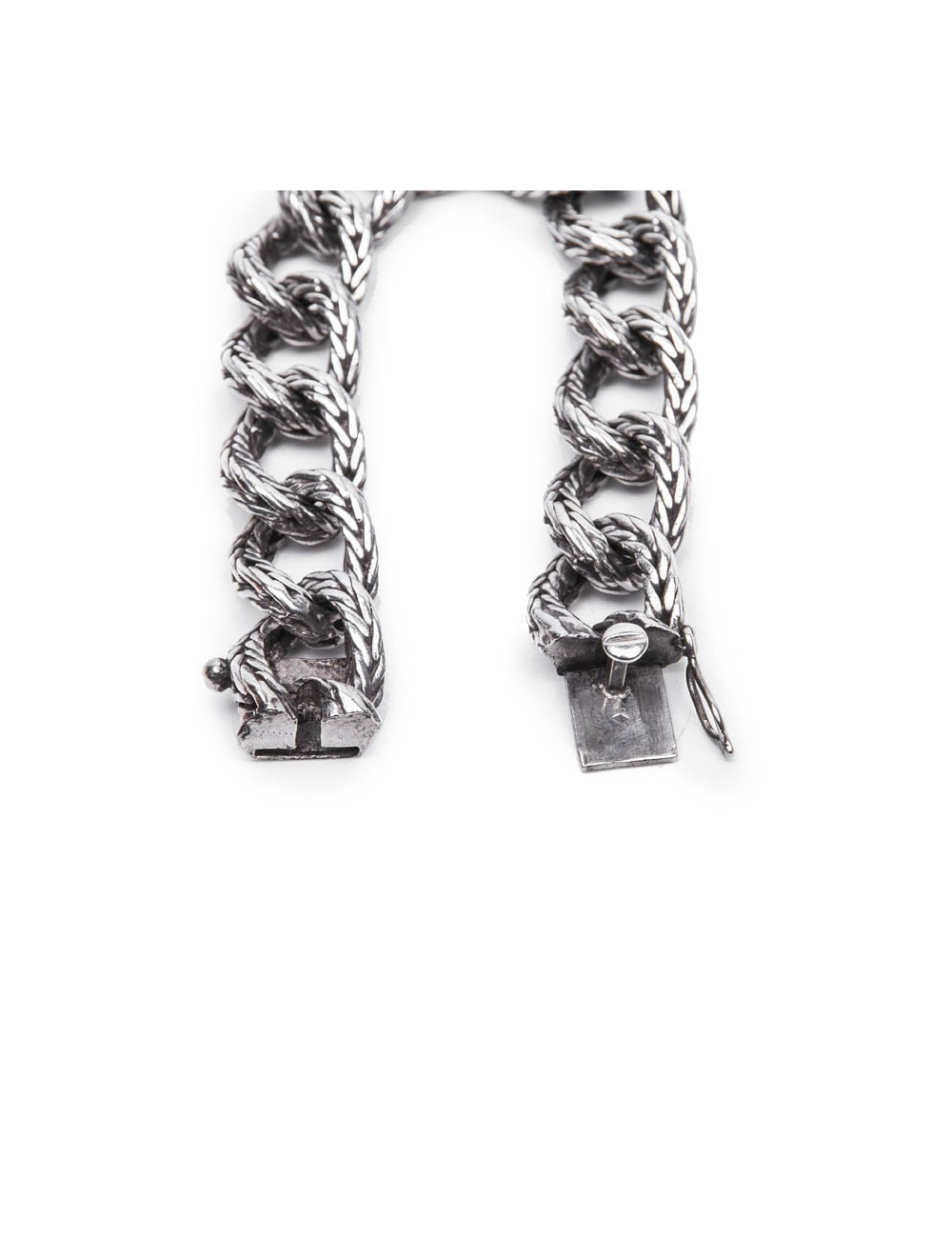 Bracelet HERMES en argent massif maille palmier