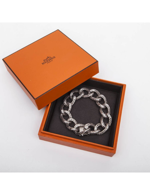 Bracelet HERMES en argent massif maille palmier