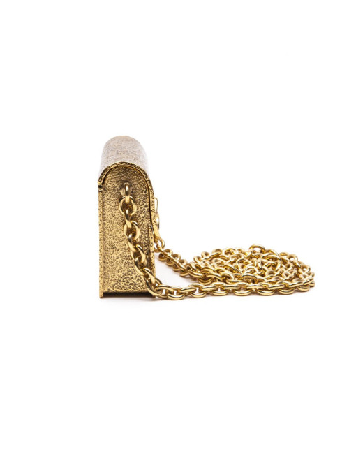 Minaudière SONIA RYKIEL en métal martelé doré Collector