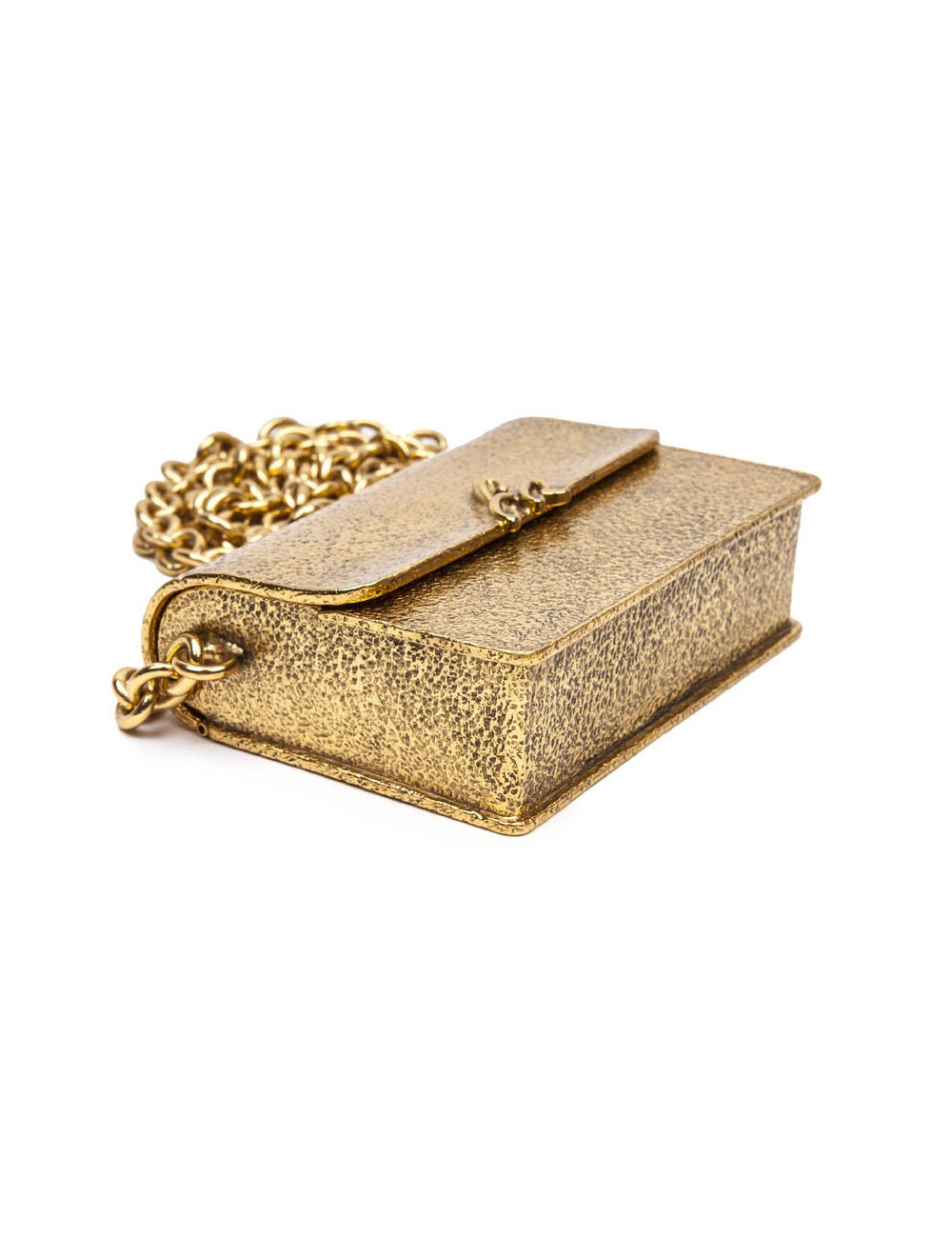 Minaudière SONIA RYKIEL en métal martelé doré Collector