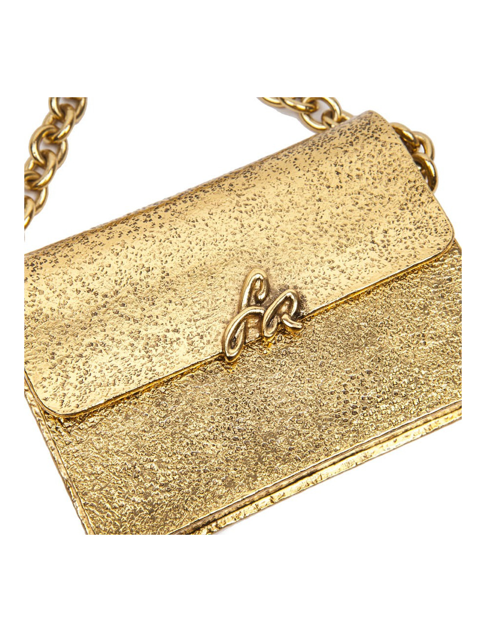 Minaudière SONIA RYKIEL en métal martelé doré Collector