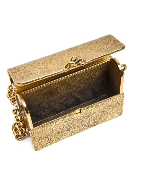Minaudière SONIA RYKIEL en métal martelé doré Collector