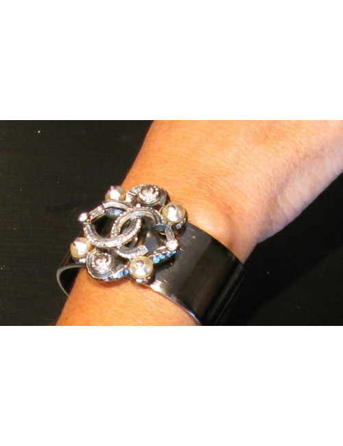 Manchette bijou CHANEL métal argenté