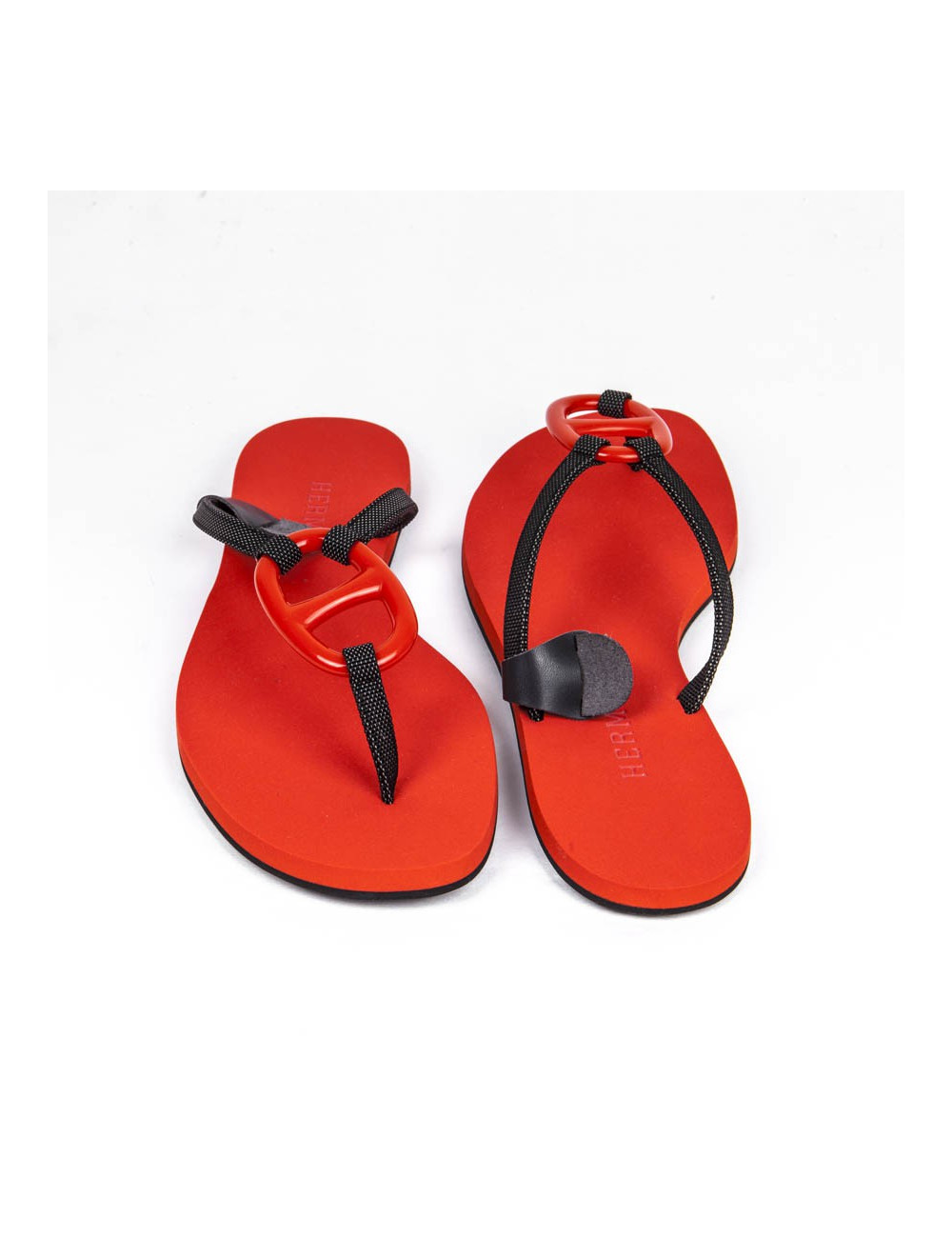 Sandales HERMES plates rouge 
