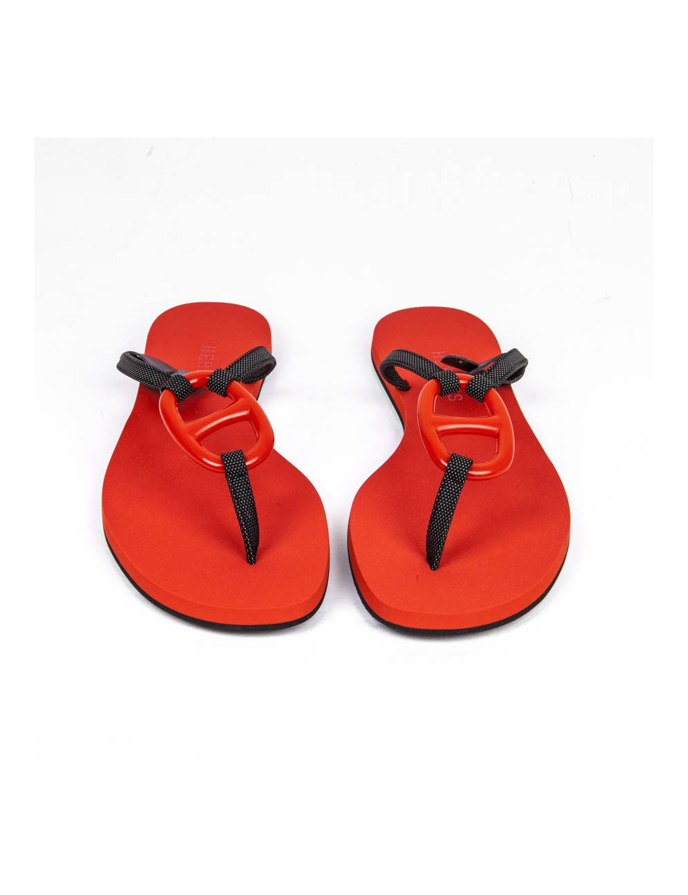 Sandales HERMES plates rouge 