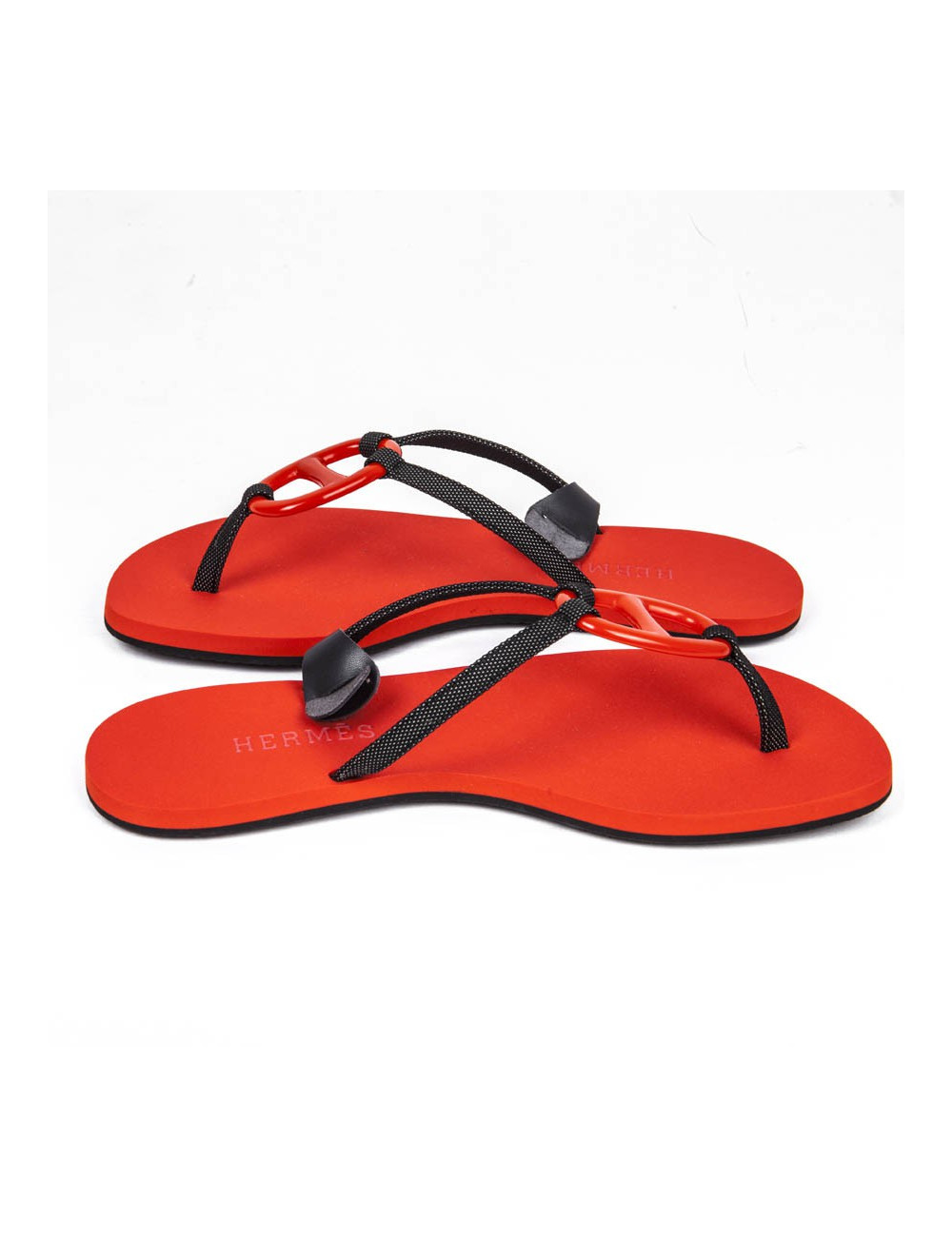 Sandales HERMES plates rouge 