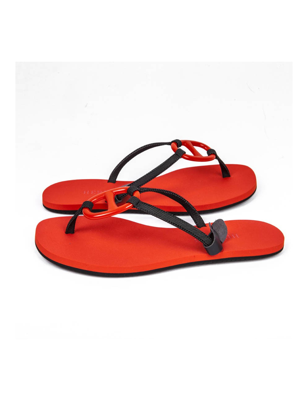 Sandales HERMES plates rouge 