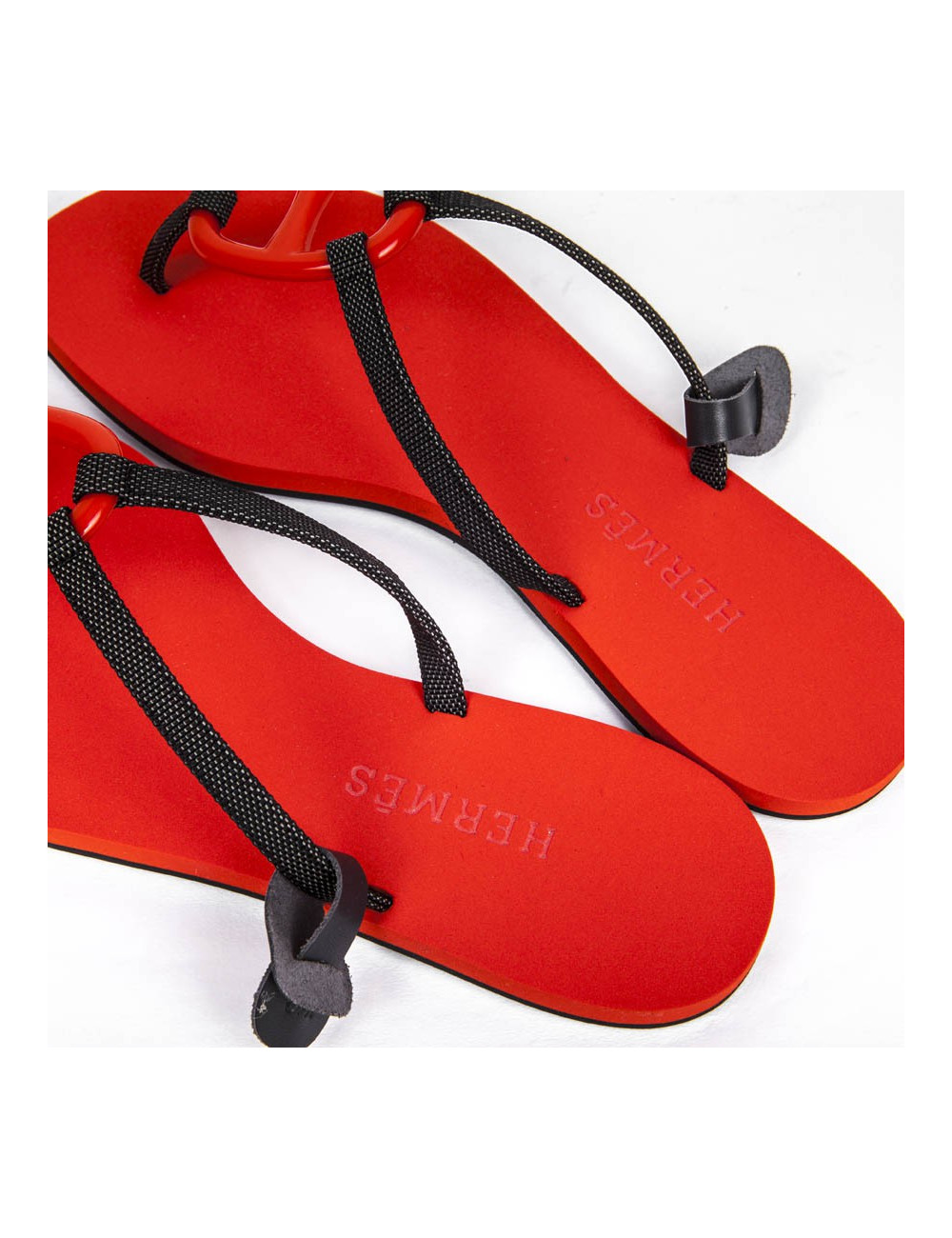 Sandales HERMES plates rouge 