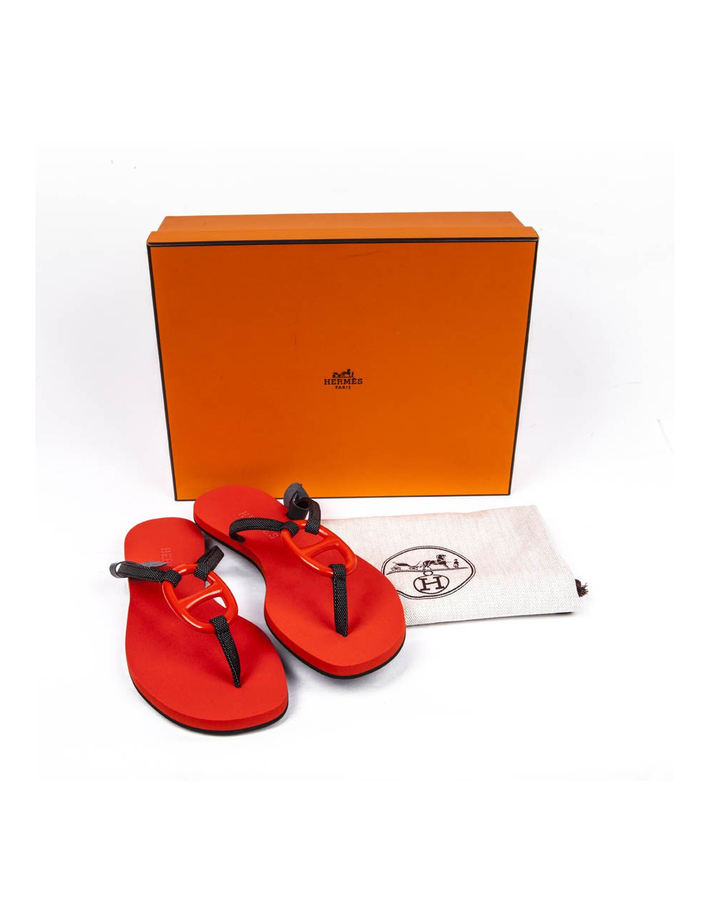 Sandales HERMES plates rouge 