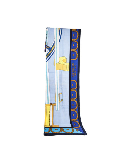 HERMES shawl 'balade en berline' in blue and yellow cashmere and silk