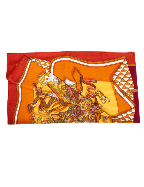 HERMES 'Bouquets Sellier' shawl in multicolored cashmere and silk