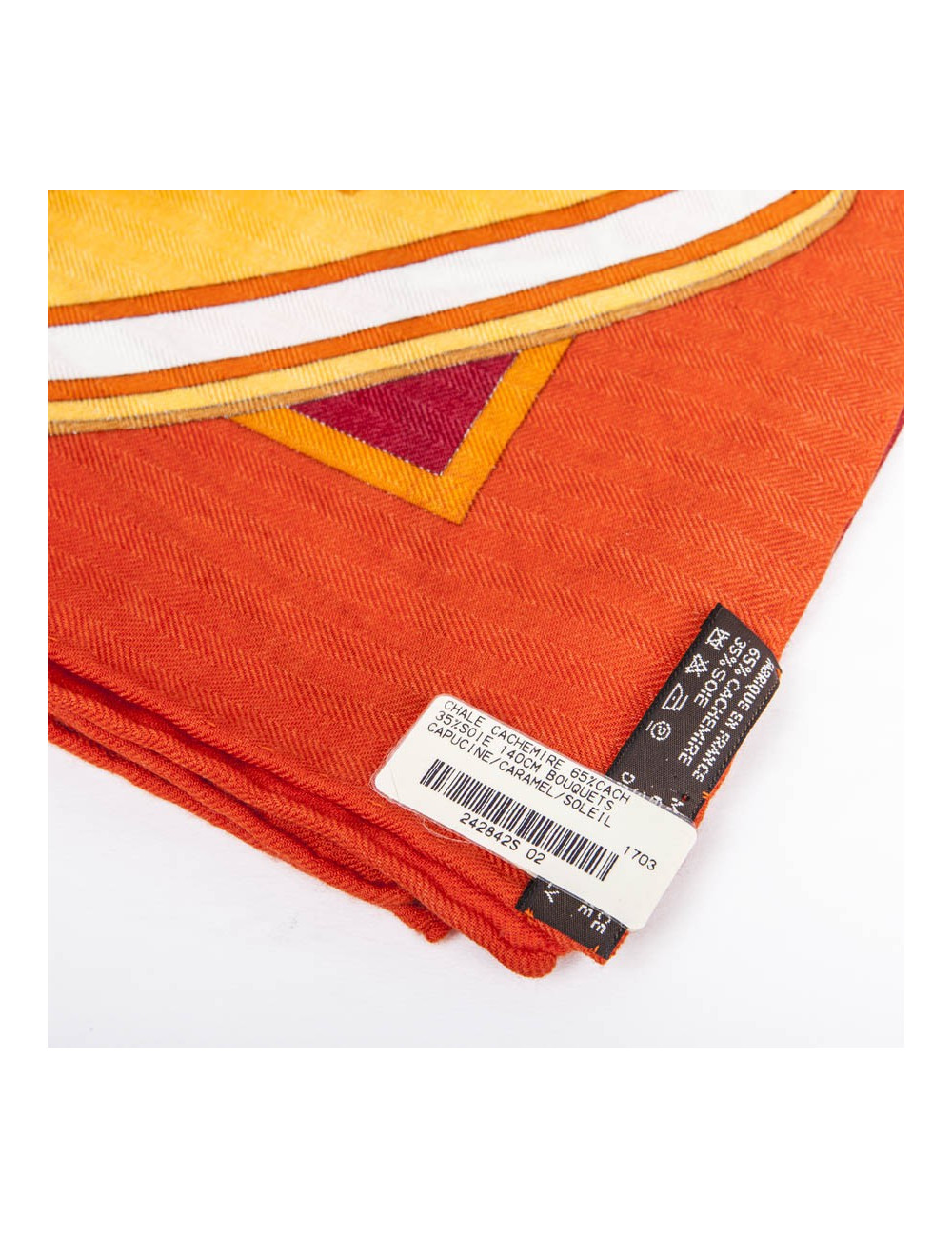 HERMES 'Bouquets Sellier' shawl in multicolored cashmere and silk