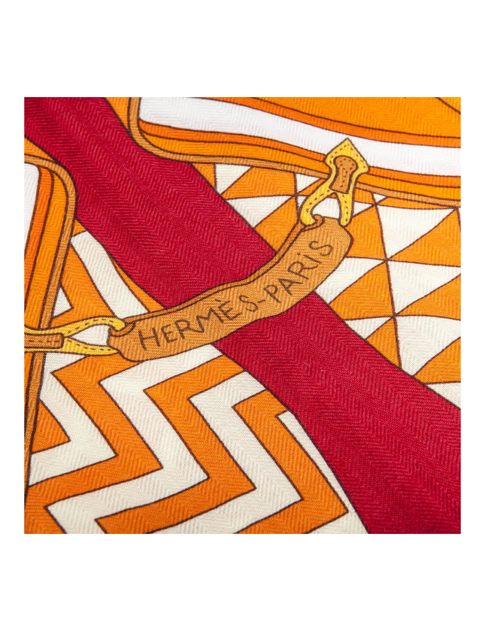 Châle HERMES orange "Bouquets"