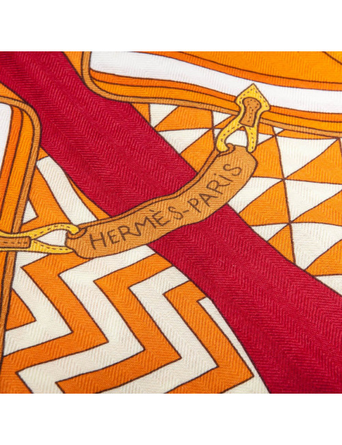HERMES 'Bouquets Sellier' shawl in multicolored cashmere and silk