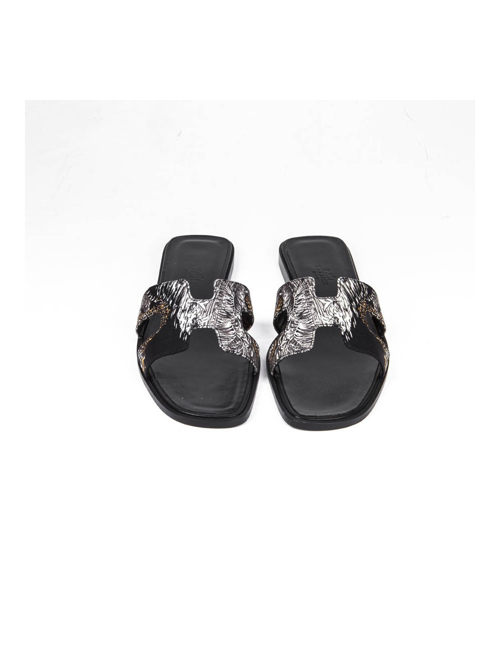 HERMES 'Oran' sandals in printed silk size 37FR