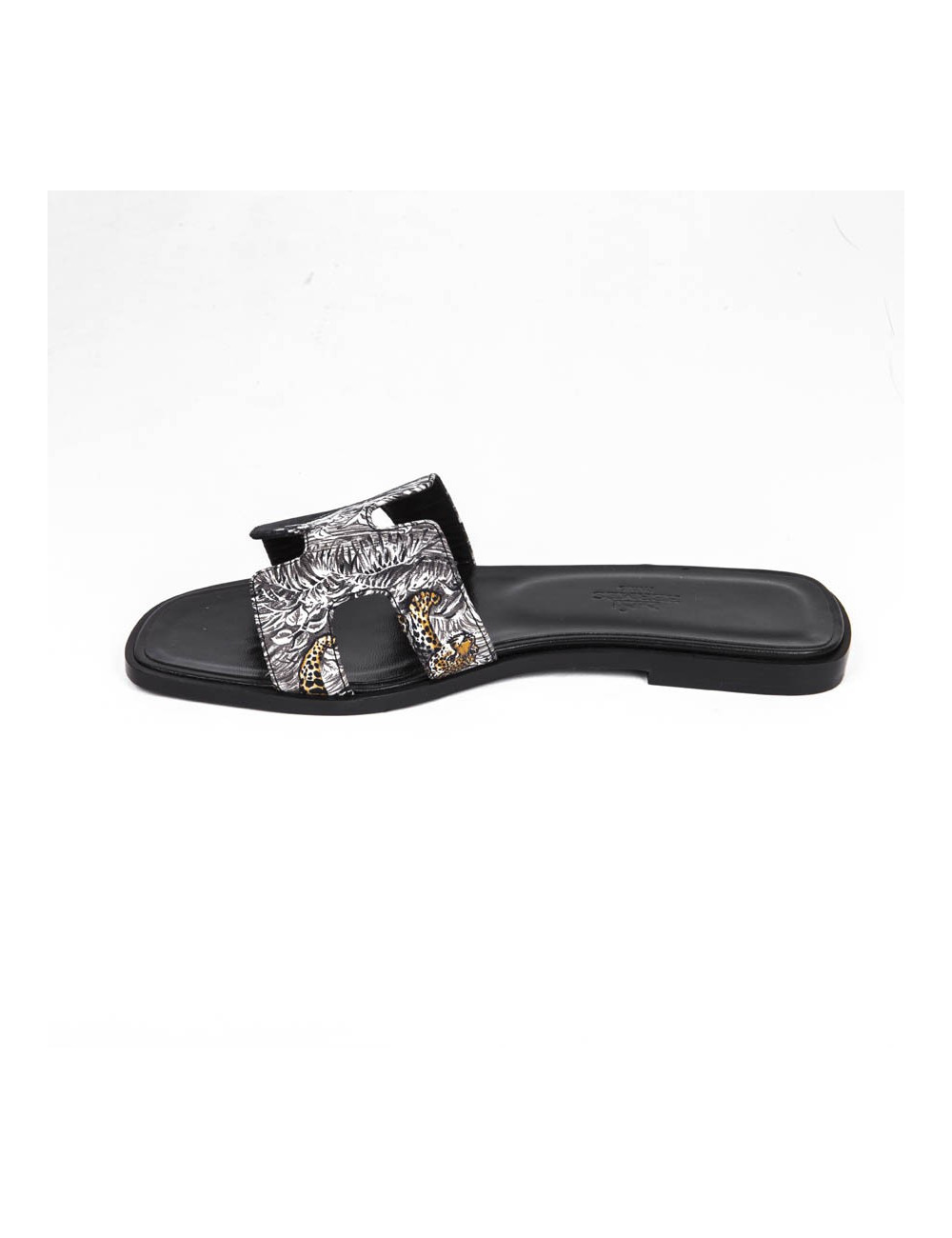 HERMES 'Oran' sandals in printed silk size 37FR