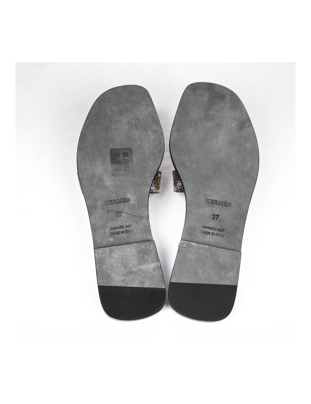 HERMES 'Oran' sandals in printed silk size 37FR