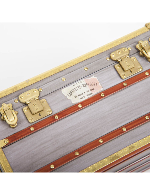 LOUIS VUITTON Miniature case in gray zing, wood and gilded metal