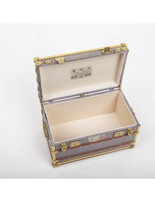 LOUIS VUITTON Miniature case in gray zing, wood and gilded metal