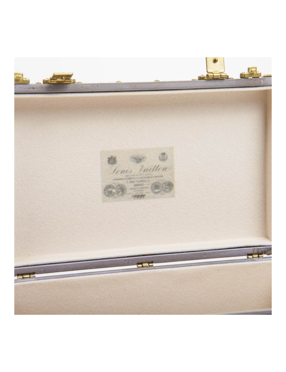 LOUIS VUITTON Miniature case in gray zing, wood and gilded metal