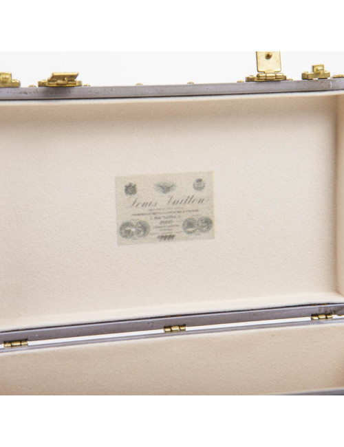 LOUIS VUITTON Miniature case in gray zing, wood and gilded metal