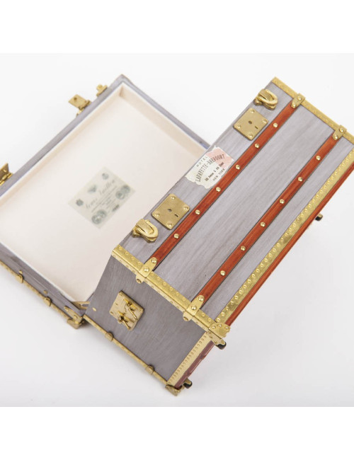 LOUIS VUITTON Miniature case in gray zing, wood and gilded metal