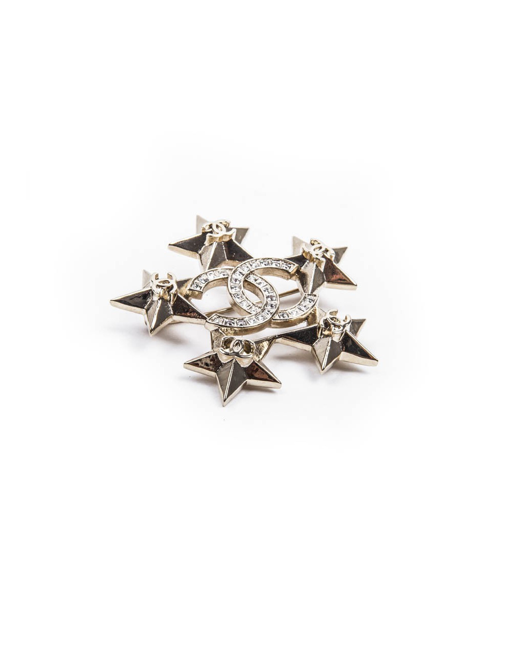 Broche "Paris-Dallas" CHANEL  avec double C  au centre strass