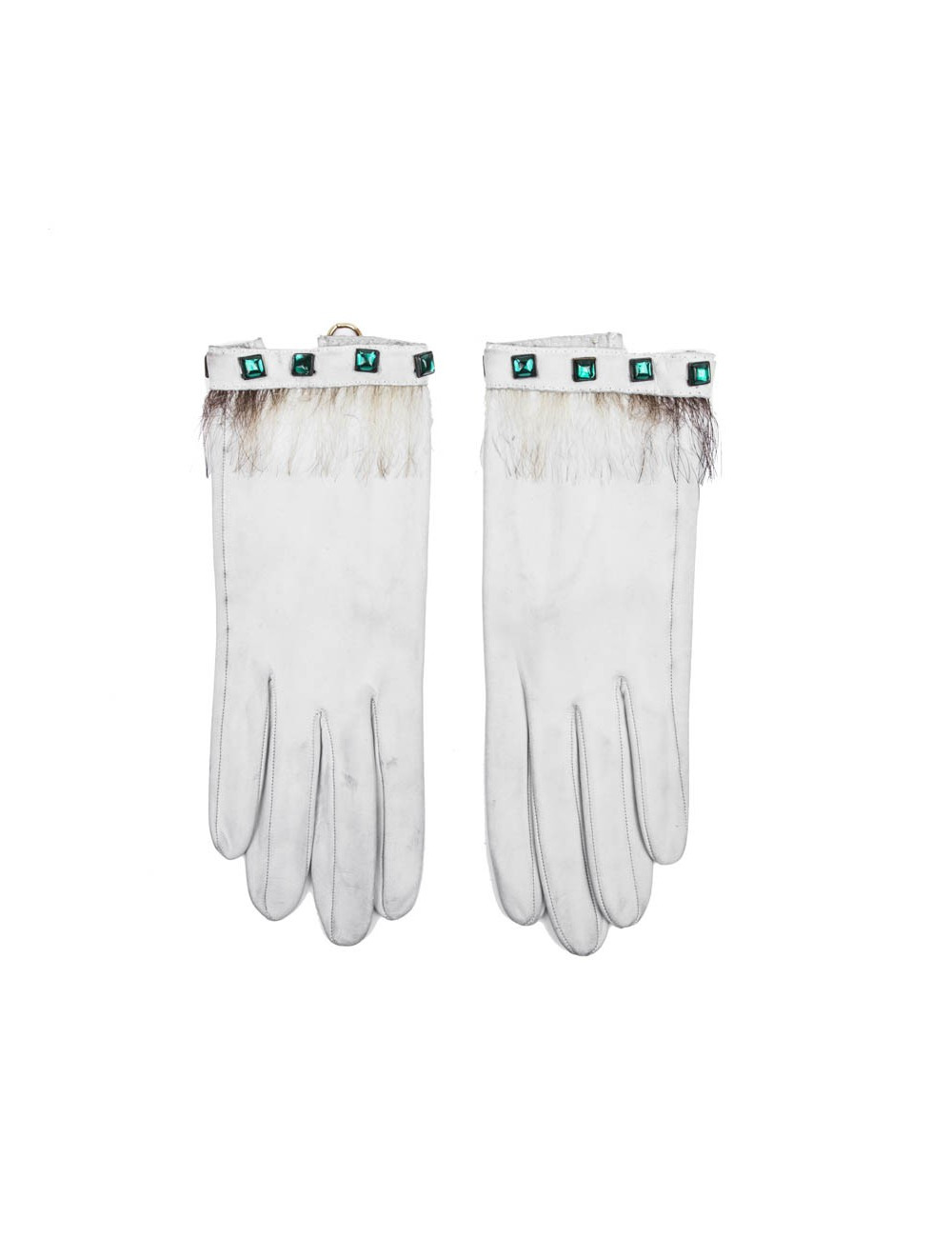 Gants HERMES T 6 1/5 en cuir d'agneau blanc Vintage
