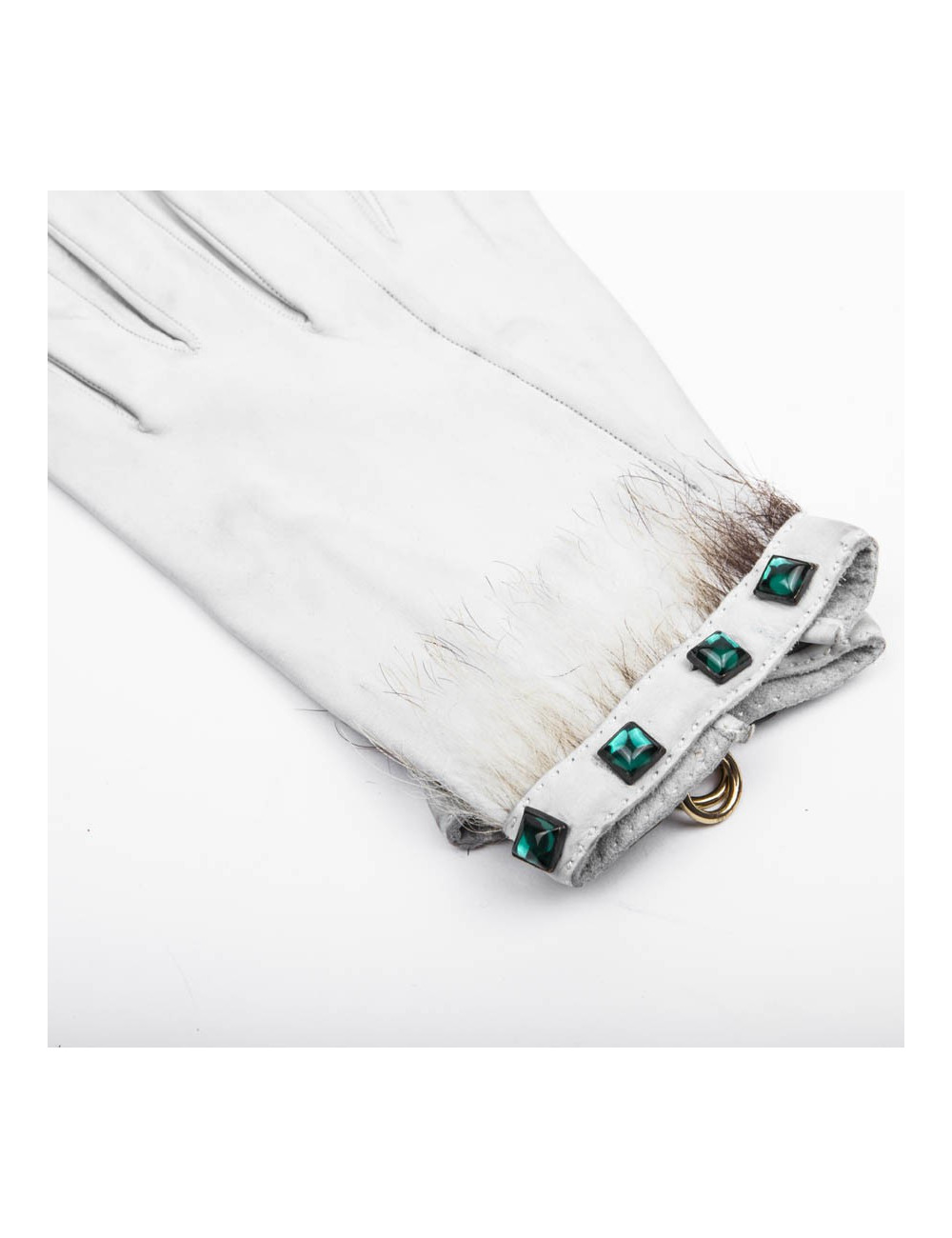 Gants HERMES T 6 1/5 en cuir d'agneau blanc Vintage