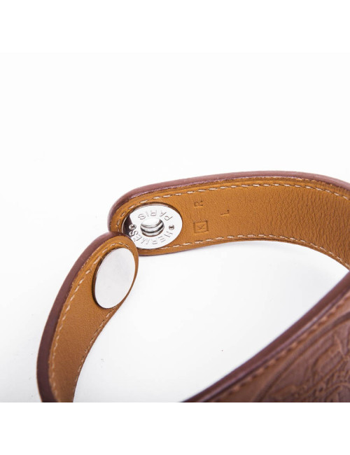 Bracelet HERMES en cuir veau barénia gold
