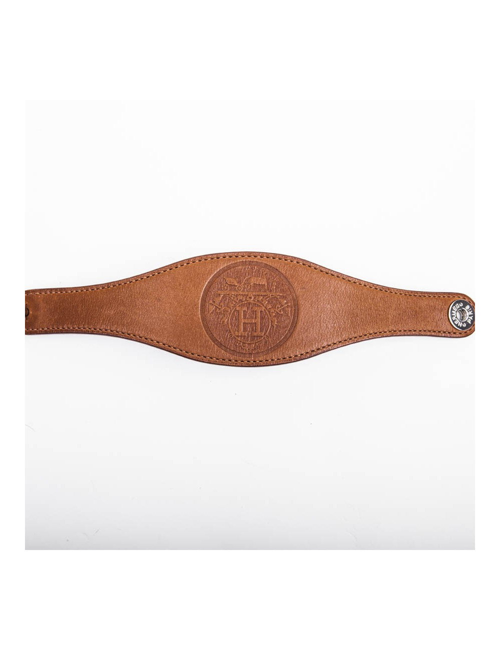 Bracelet HERMES en cuir veau barénia gold