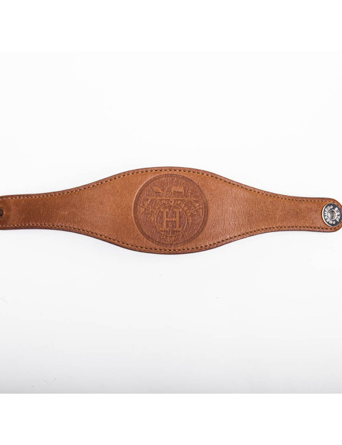 HERMES Bracelet in barénia gold smooth calfskin leather size L