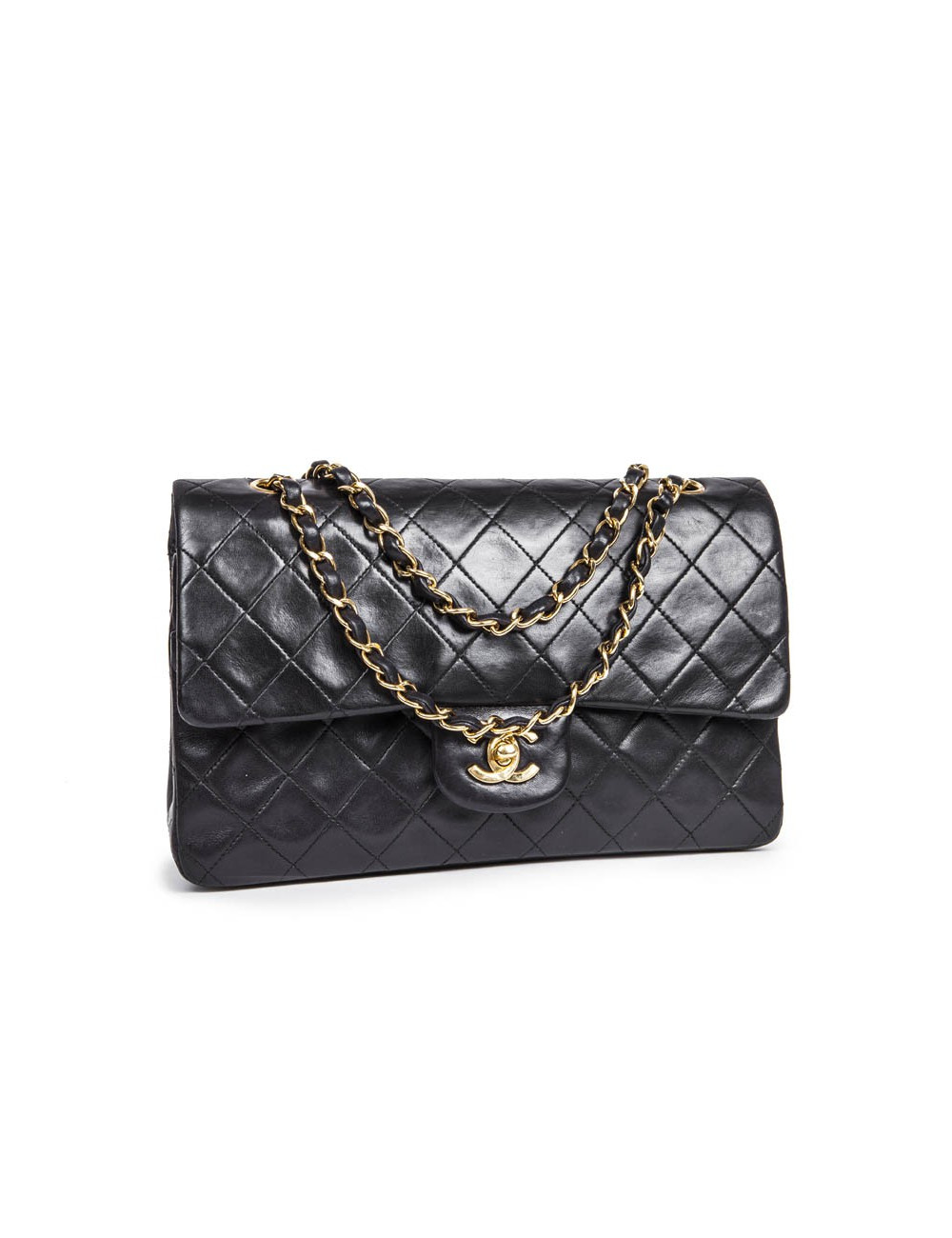 Sac timeless CHANEL en cuir d'agneau noir 