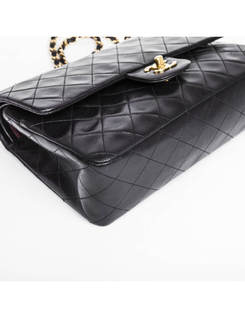 Sac timeless CHANEL en cuir d'agneau noir 